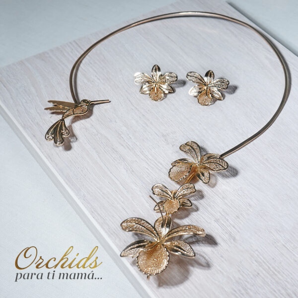 Collar Cattleya y Colibri
